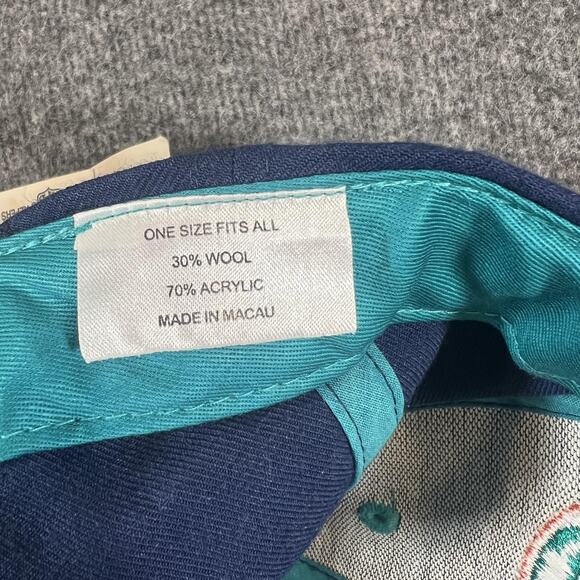 Vintage Miami Dolphins Hat Cap Strap Back Mens Blue NFL Football Script 90s - Picture 10 of 12